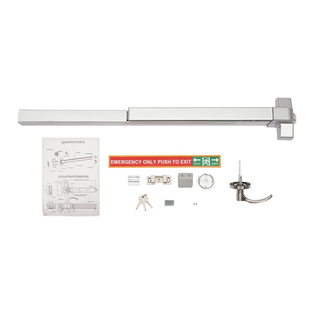 Fire Rated Panic Exit Device Push Bar, 1760℉, Automatic Locking, 3 Keys