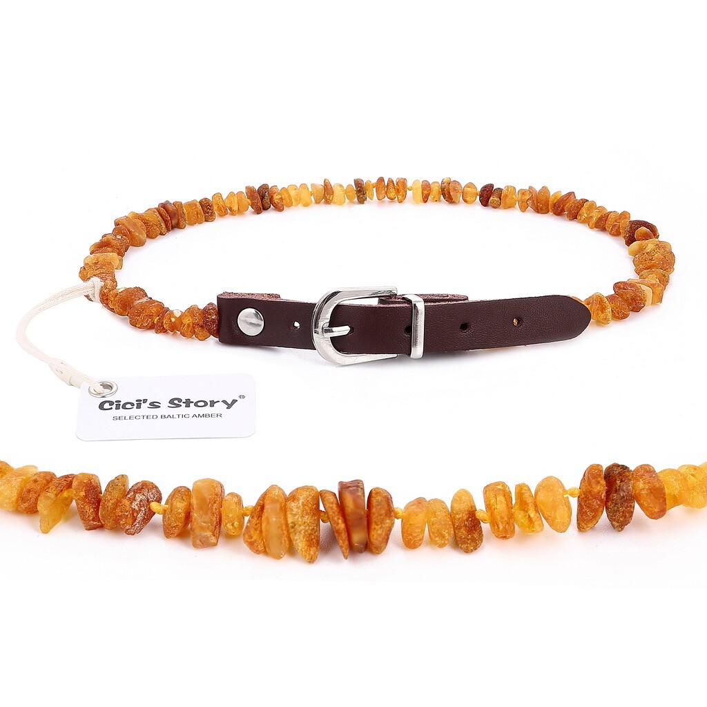 Amber Collar for Dogs and Cats with Adjustable Leather Strap
