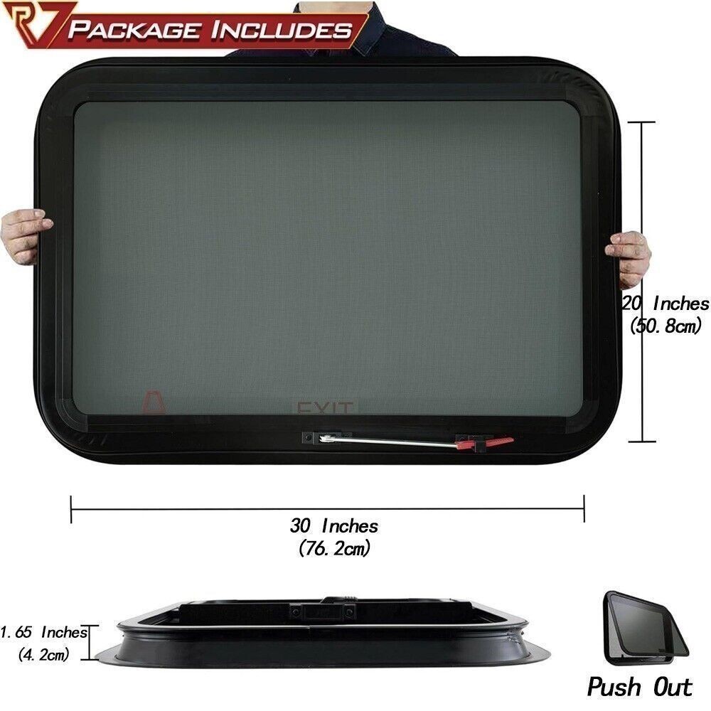 RV Exit Window 30" x 20" Camper Replacement Push Out Emergency Window NEW