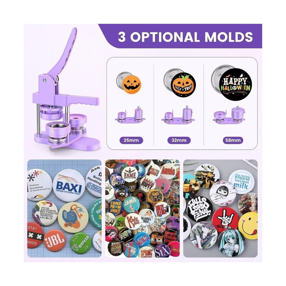 Mryitcal Button Maker Machine Multiple Sizes, 1''+1.25''+2.25'' Pin Maker But...