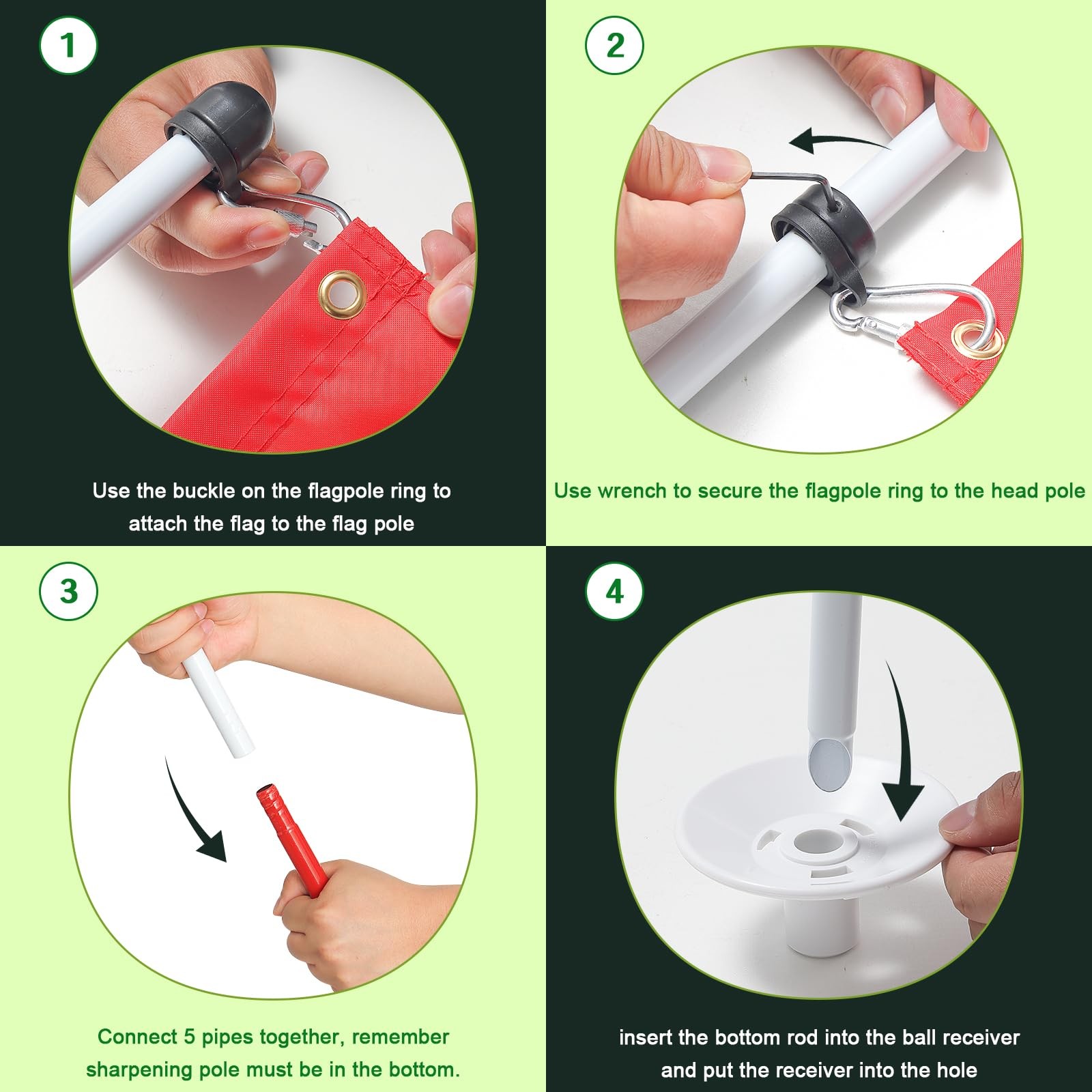 Golf Flagstick for Yard, Flag Putting 6 FT, Red Flag#1, 1 Pack