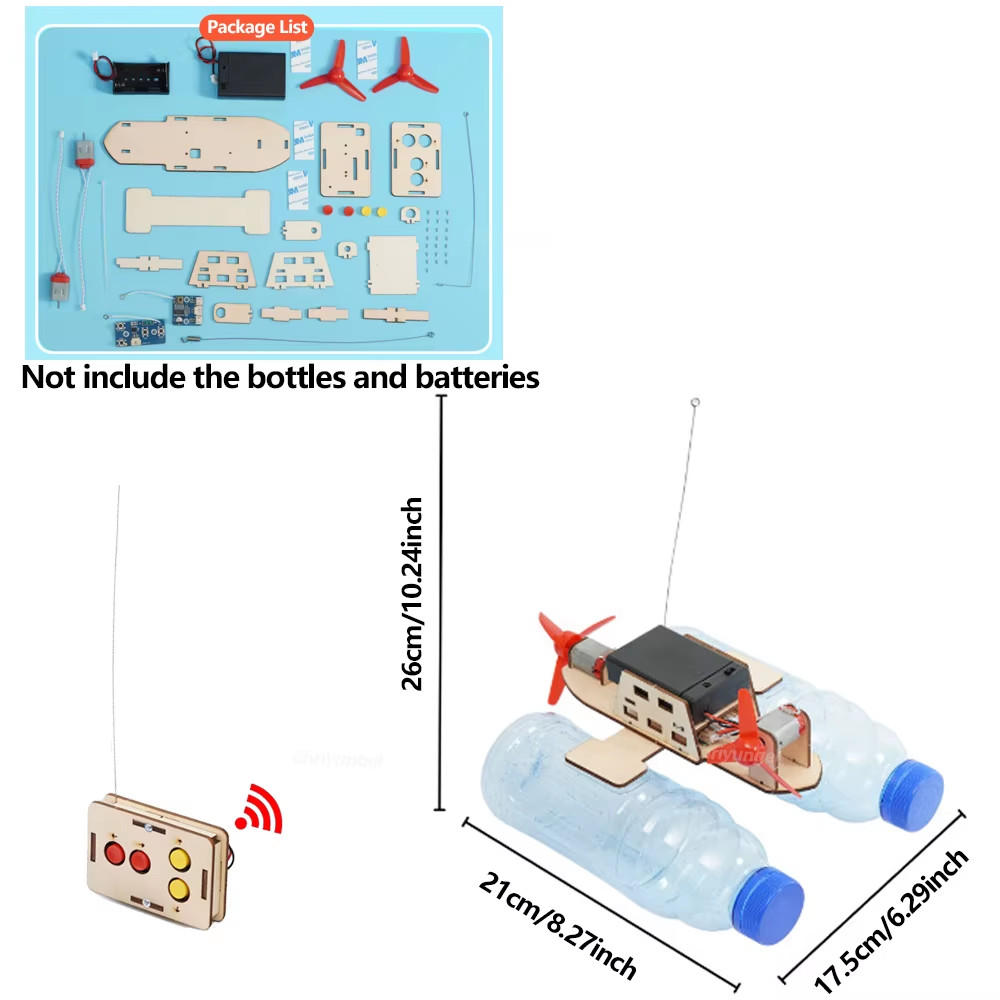 DIY Remote Control Wind Ship Model Wooden Assembling Electric Wind Powered Boat