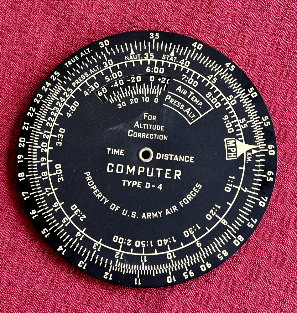 U.S. Army Air Forces TYPE D-4 TIME & DISTANCE COMPUTER
