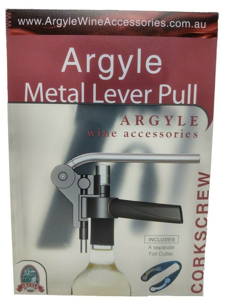 Metal Lever Pull by Argyle Wine & Bar Accessories (Includes a Foil Cutter)