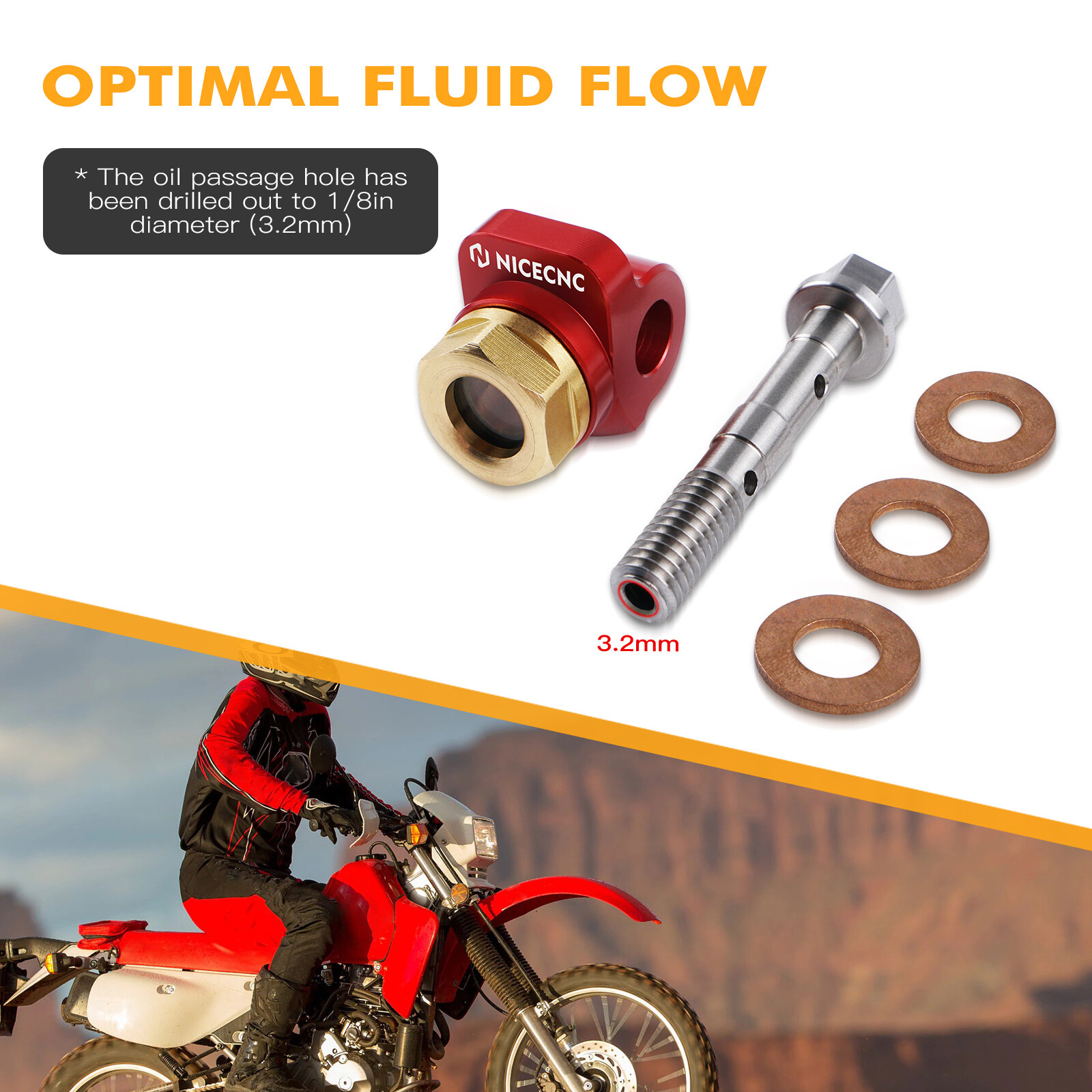 NICECNC Banjo Bolt Oil Sight Glass Screw Kit For Honda XR 650L XR 600R 1985-2025