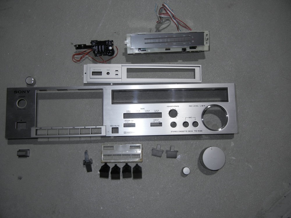 Sony TC-K44 cassette tape deck faceplate, knobs, counter, etc..
