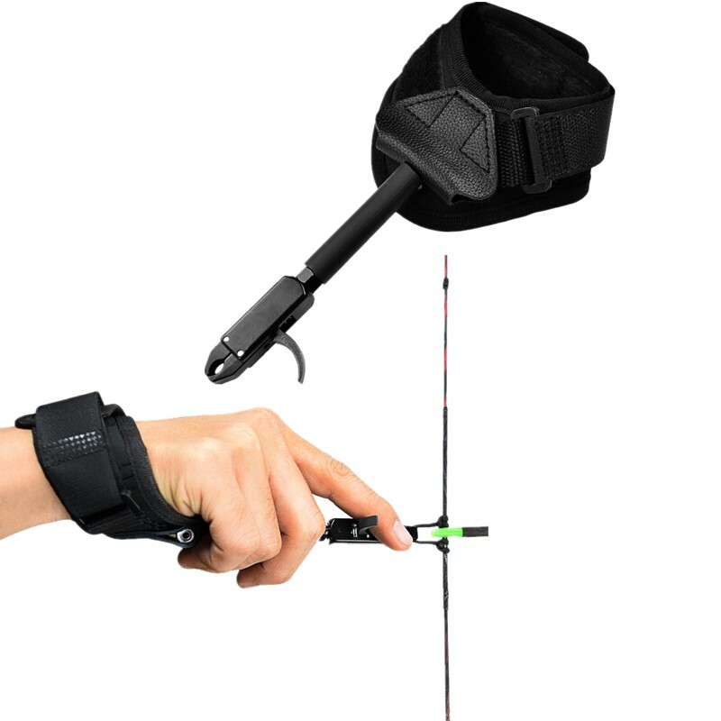 Compound Bow Wrist Release Aids Strap Thumb Trigger Adjustable Archery Caliper