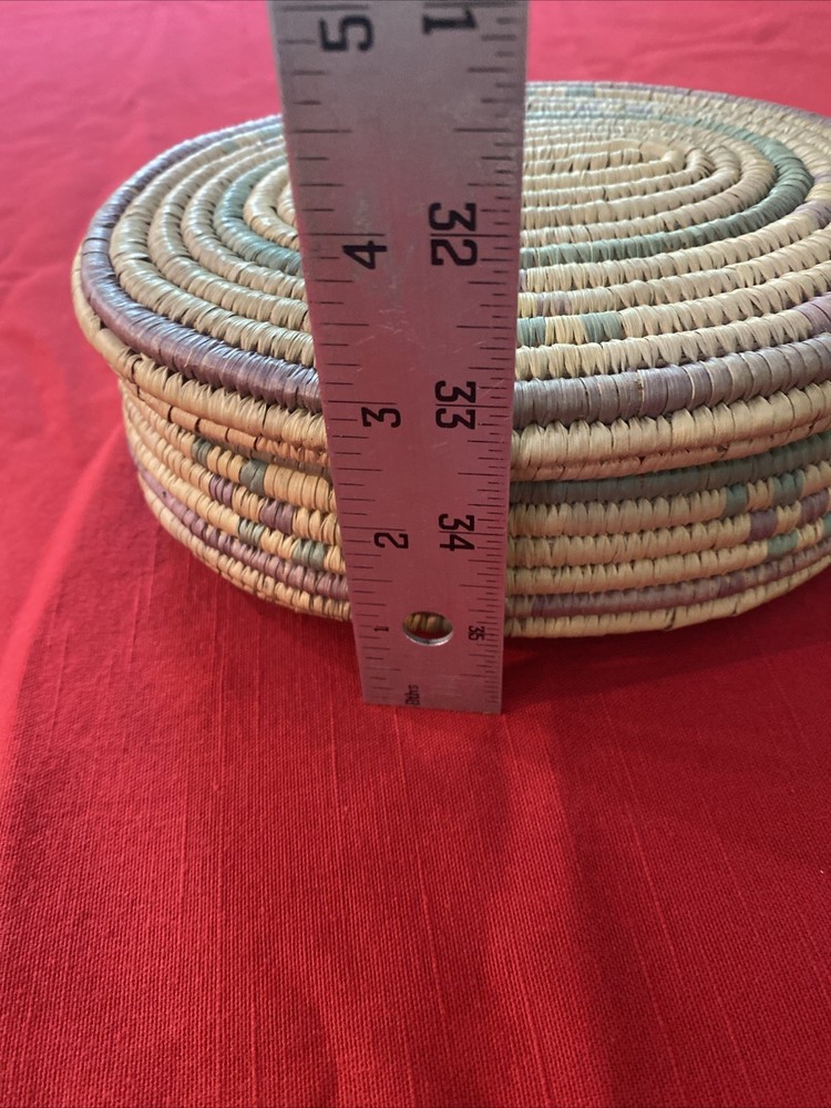 Wicker Box With Lid/ Oval/ 7” X 3”