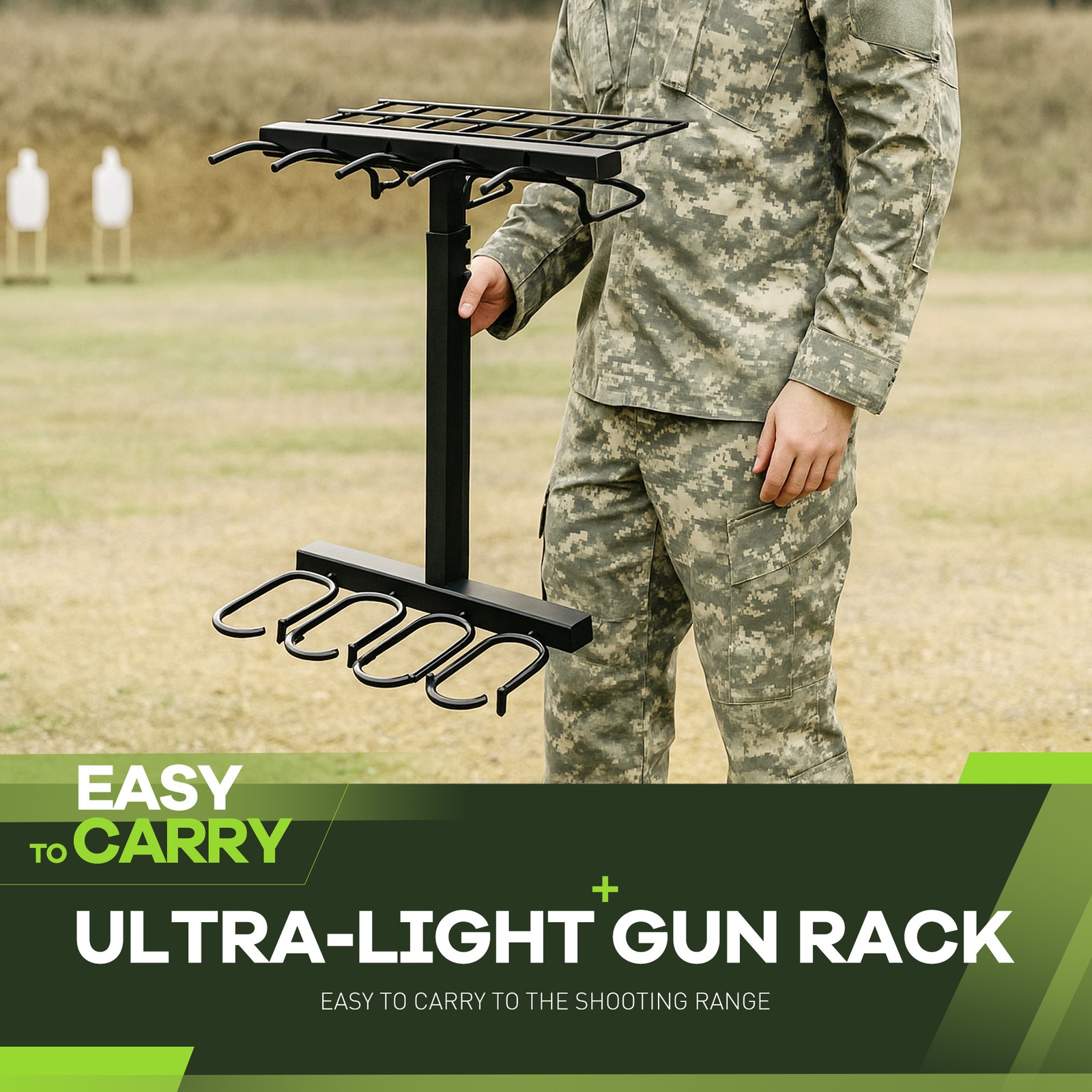 Folding Gun Rack Freestanding Rifle Pistol Storage Rack Stand For Shooting Range