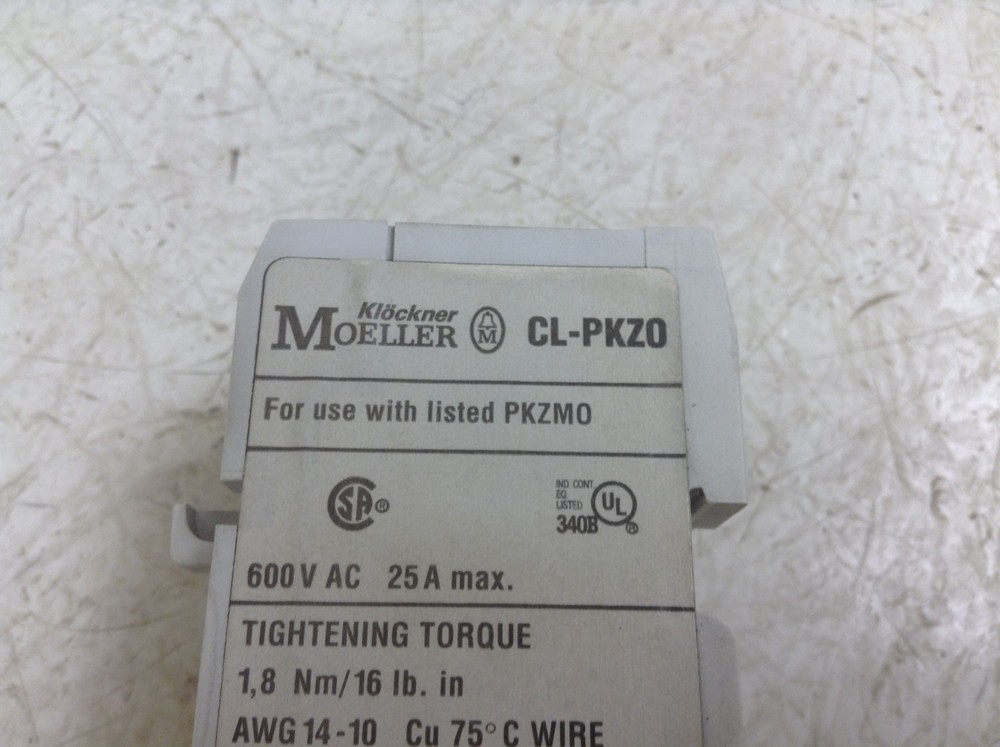 Moeller Klockner CL-PKZ0 Motor Protector Basic Unit 600 VAC 25 AMP CLPKZ0