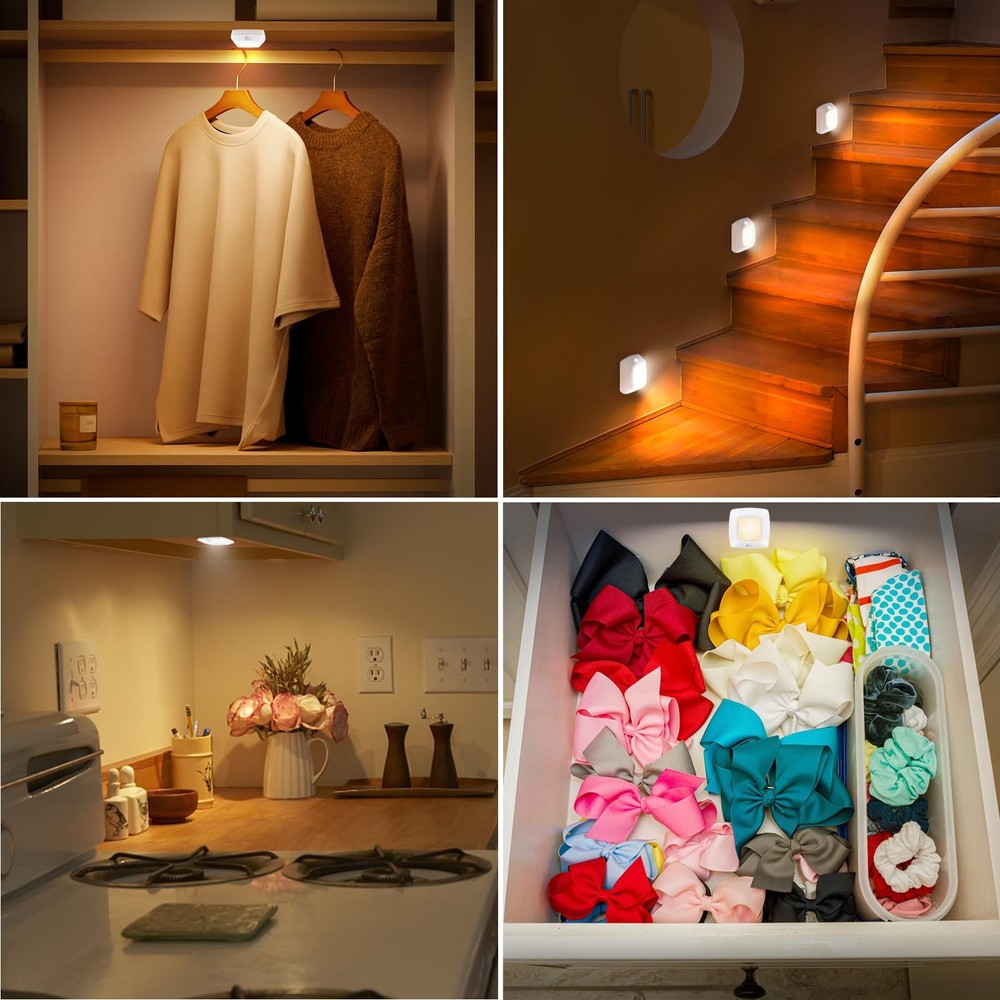 Motion Sensor Tap Light,Battery Operated Push Lighting, Wireless Puck Lights,...