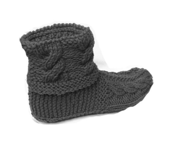 Vertical Braided Cuff Slippers Booties Printed Knitting Pattern  