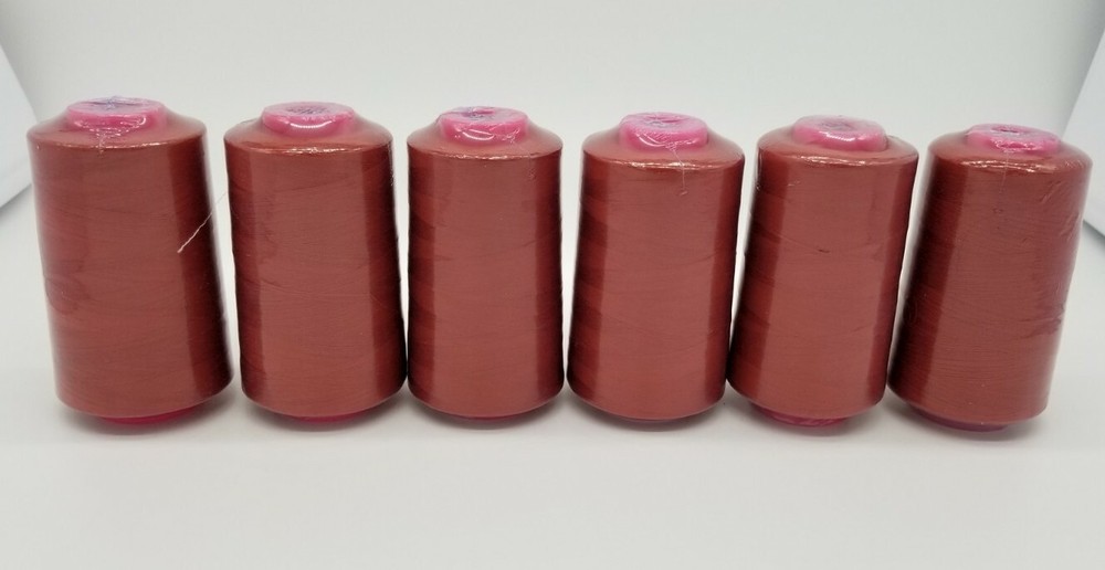 6 BIG SPOOLS RUST 6000 YDS per Spool Serger Sewing Machine Thread Cones T27 S/2
