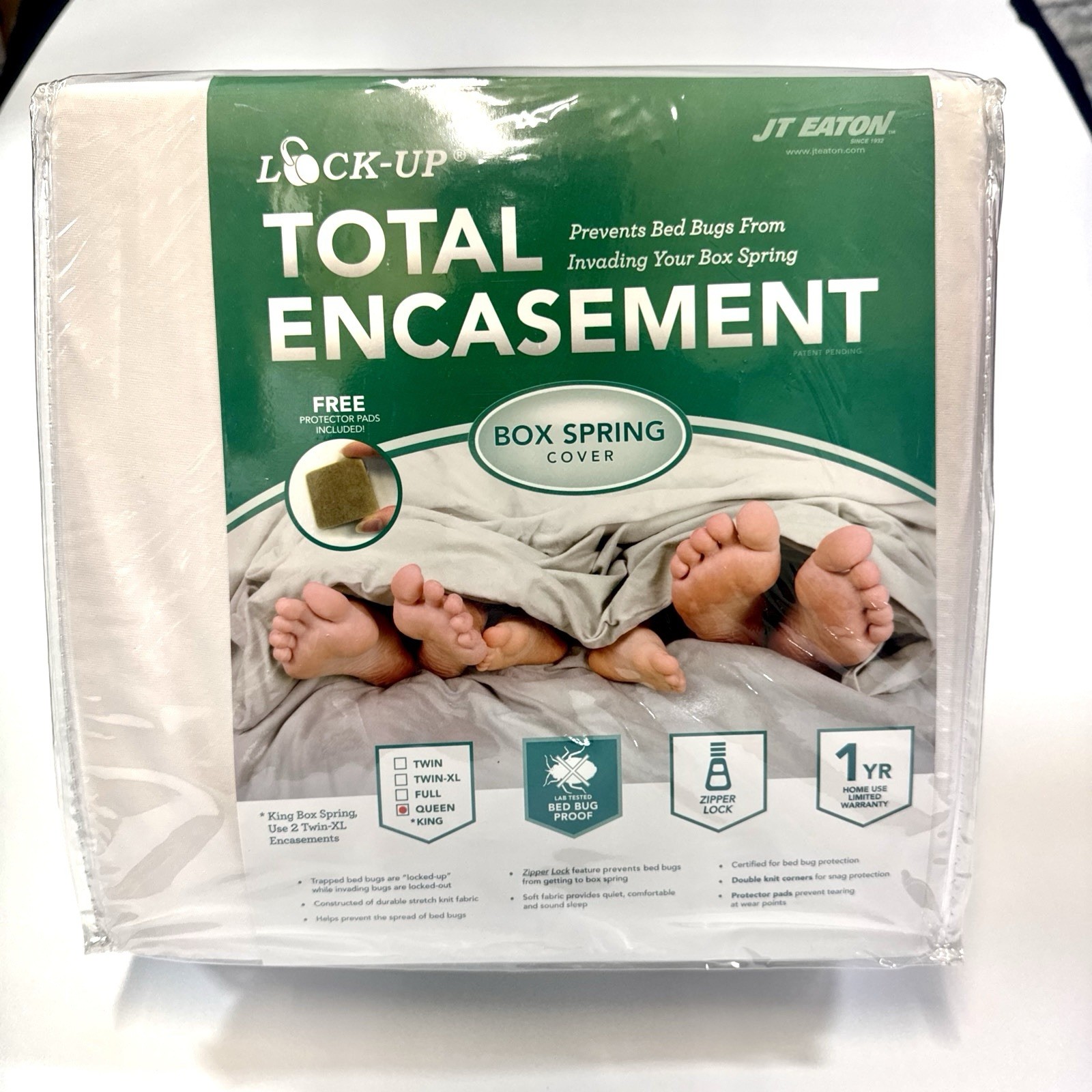 Lock-Up Queen Box Spring Total Encasement Cover Protector Bed Bug Protection JT