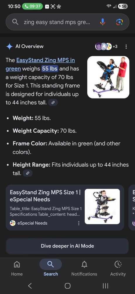 EasyStand Zing MPS Multi-Position Stander Size 1