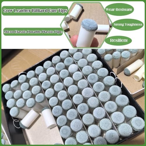 20pcs Slip On Pool Cue Tips, 4 Sizes Pool Queue Stick Tips Replacement Kit,