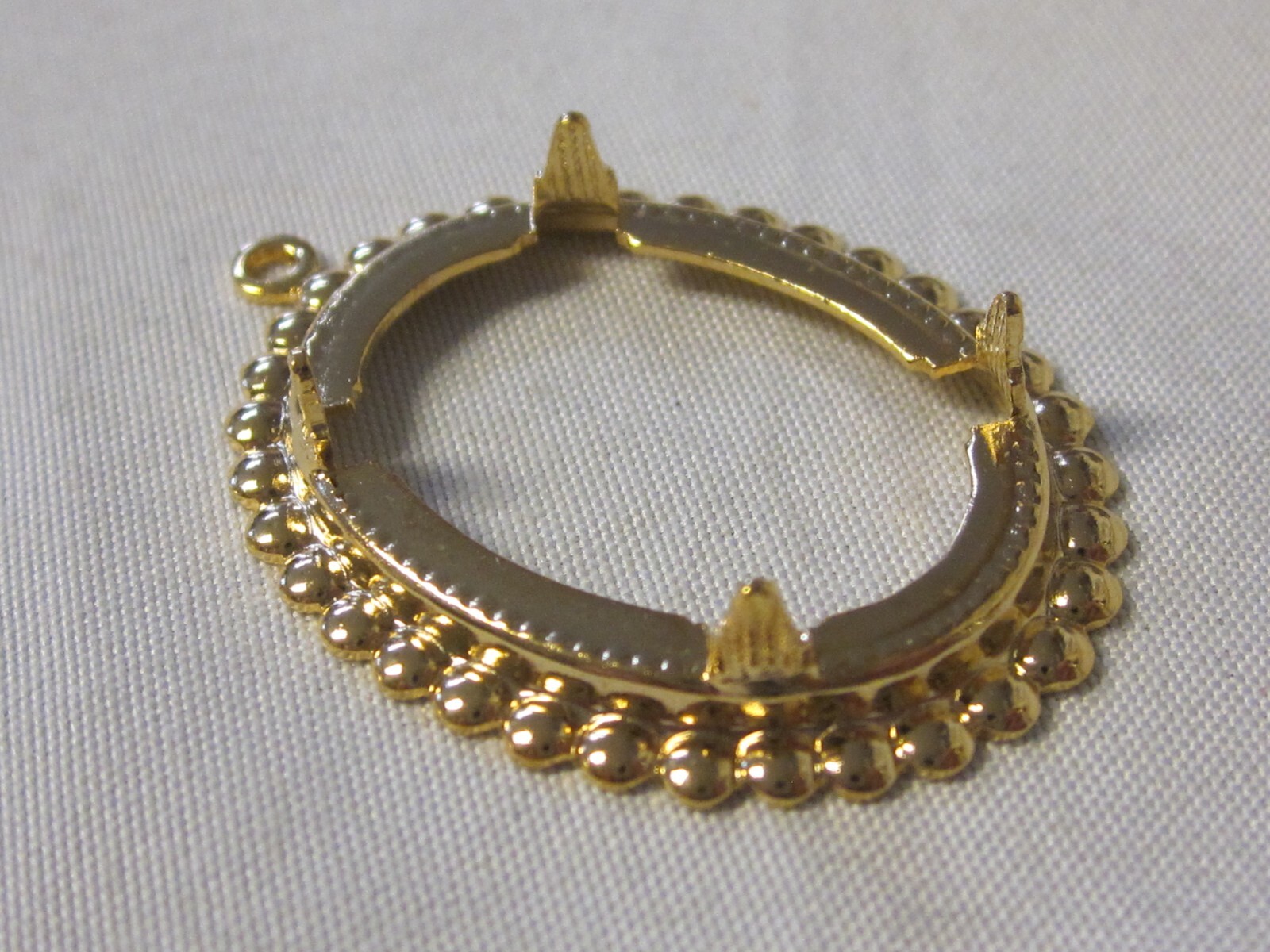 12pc Rare Prong Set HAMILTON GOLD PLATED 25x18mm Oval Cameo Pendant Settings NOS