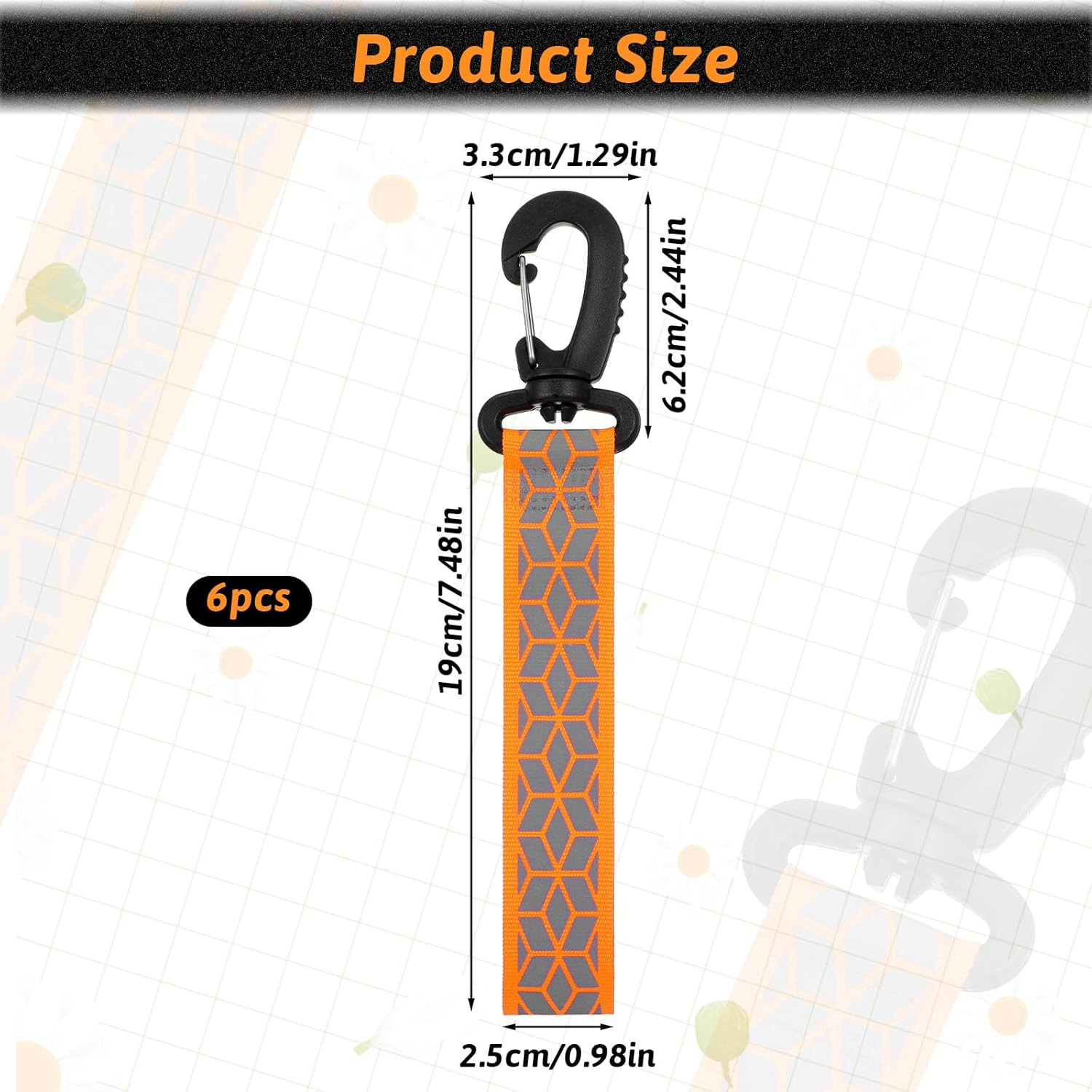 6 PCS Reflective Straps, Green Reflective Backpack Tags Bicycle Reflectives Pend