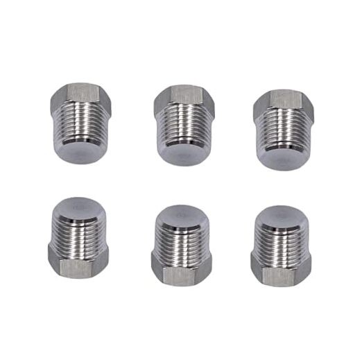 6 Pcs 3/8" NPT 304 Stainless Steel Hexagonal Thread Socket Pipe Plug Pipe