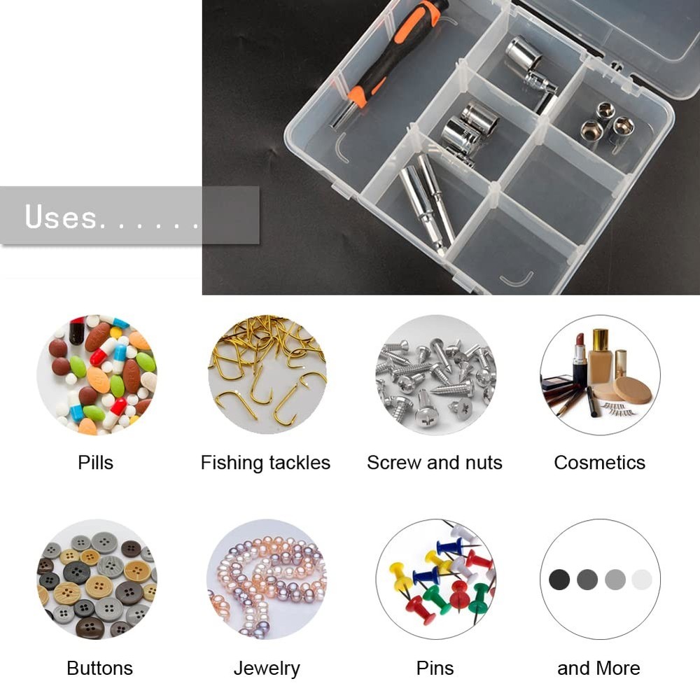 9 Grids Plastic Storage Compartment Organizer Container with Adjustable Divid...