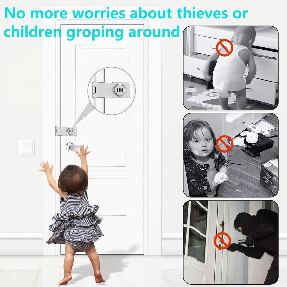 Closet Locks for Double Doors - 4.5inch Folding Door Lock with Code 3-Digit S...