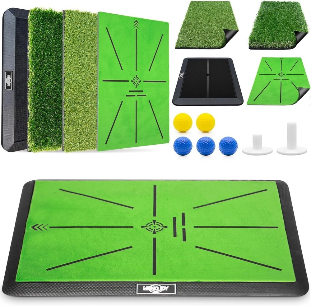 Golf Hitting Mat with Golf Tees - Golf Practice Mat for Swing Path Feedback D...