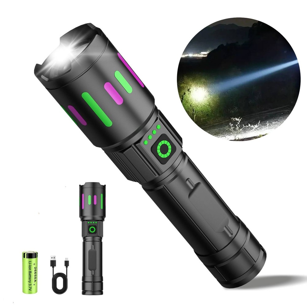 350000000 Lumen Super Bright LED Tactical Flashlight Rechargeable LED Work Light