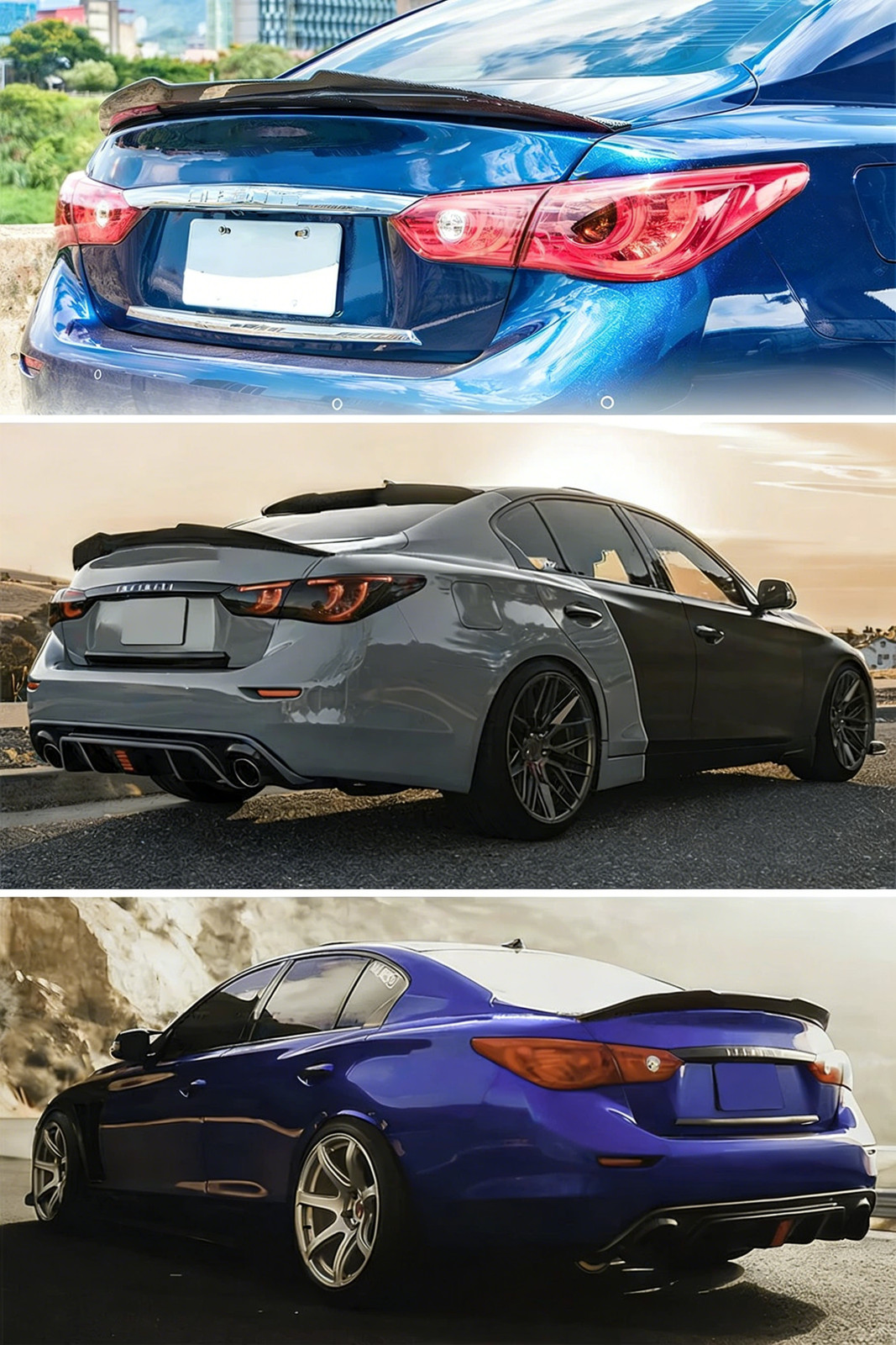 PSM Carbon Fiber Style Trunk Spoiler Wing For 2014 2015 2016-2024 Infiniti Q50