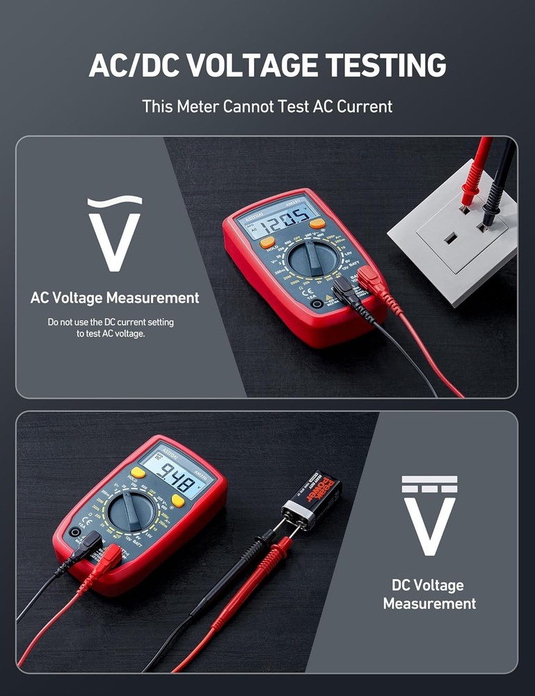 Battery-Powered Versatile Multimeter - Safety Features with Anti-burn Protection