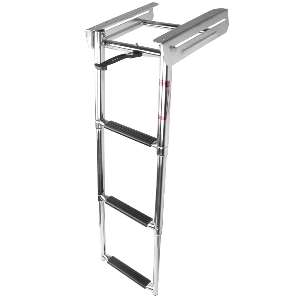 Pontoon Boat Ladder,3 Step Telescoping Ladder Under Platform Slide Silver