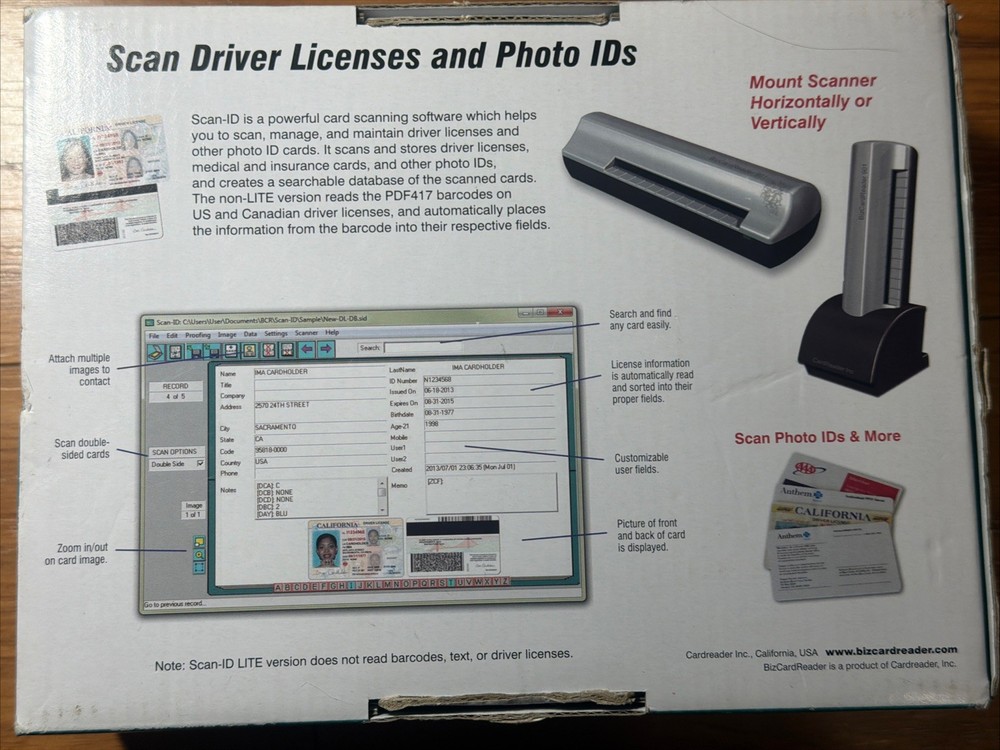 Scan-ID BCR 901 scanner SLA1 + Scan-ID LITE Version software for Windows