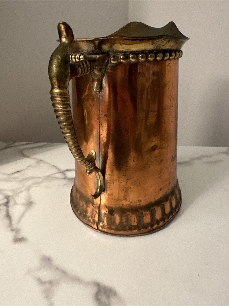 Vintage Copper And Brass Pitcher