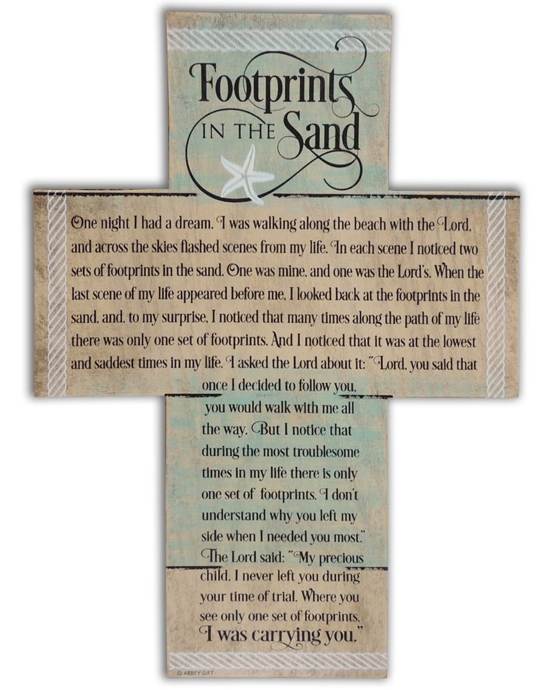 Abbey Gift Footprints Cross with Easel