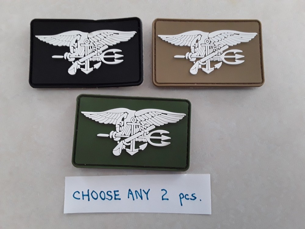 2 pc US Seal team rubberized patches 3-1/8x2" Hook back