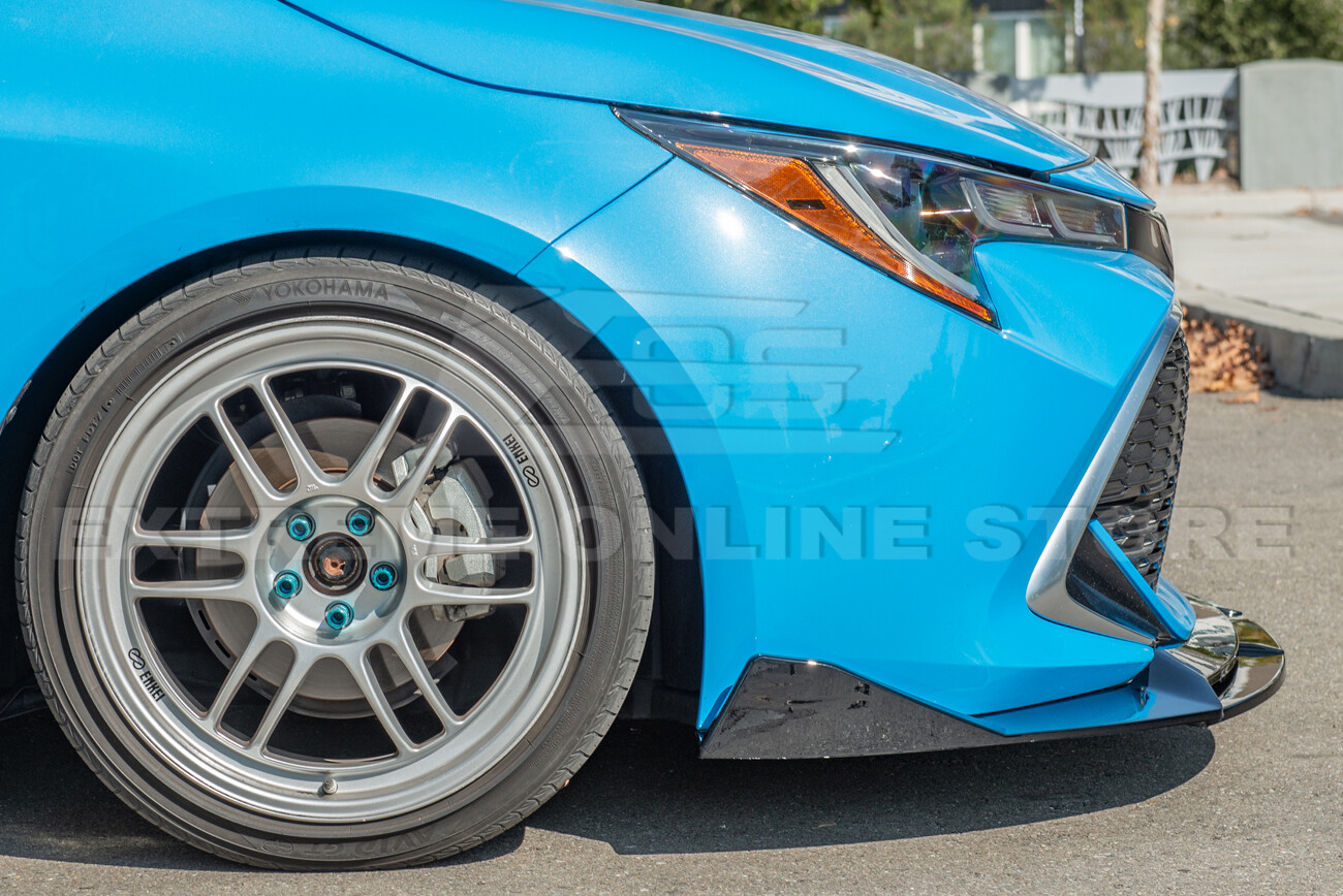 For 19-Up Corolla Hatchback | Track Style GLOSS BLACK Front Bumper Lip Splitter