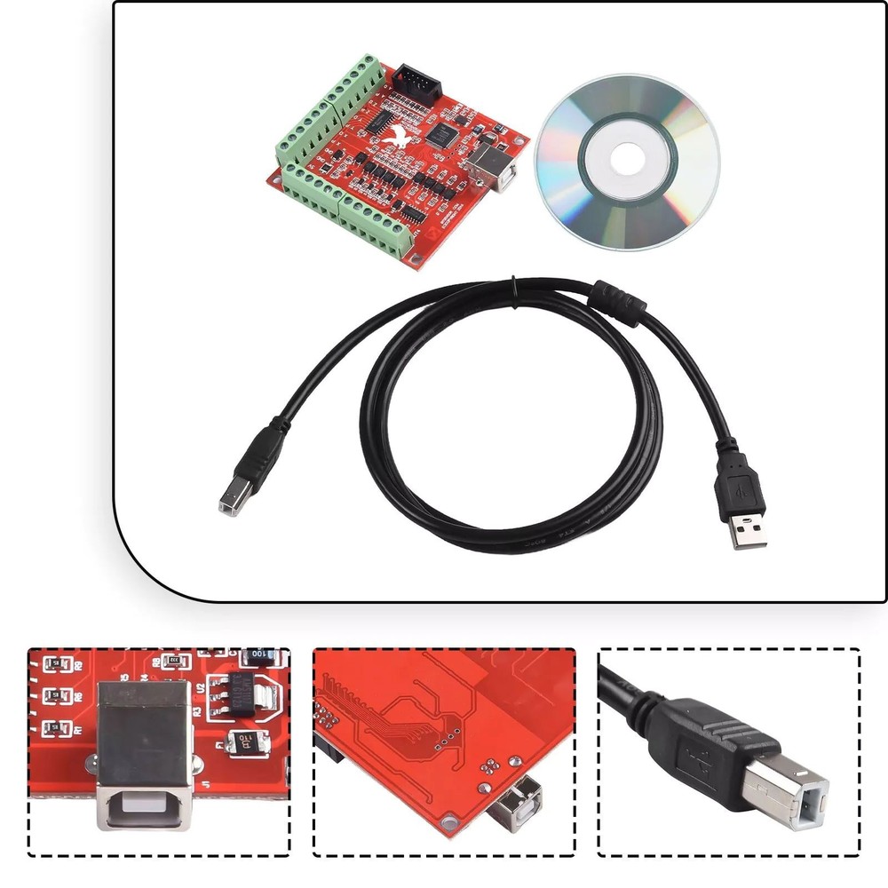 New 4 Axis Motion Controller for Stepper Motors USB Breakout Board+CD for MACH3