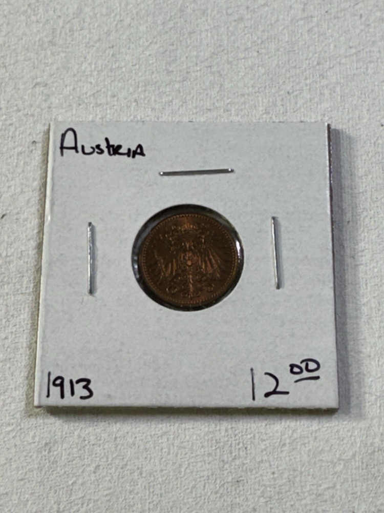 1913 Austria 1 Heller Coin