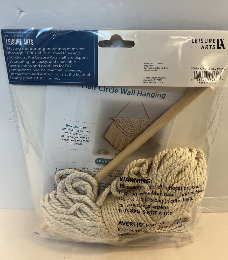 Macrame Kit Half Circle Wall Hanging Macrame Kit By Leisure Art