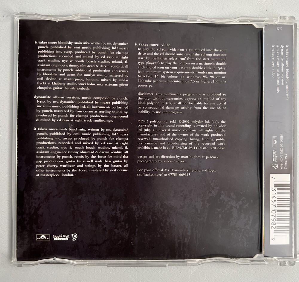 MS DYNAMITE It Takes More CD Single Enhanced CDS 2002 EX/NM