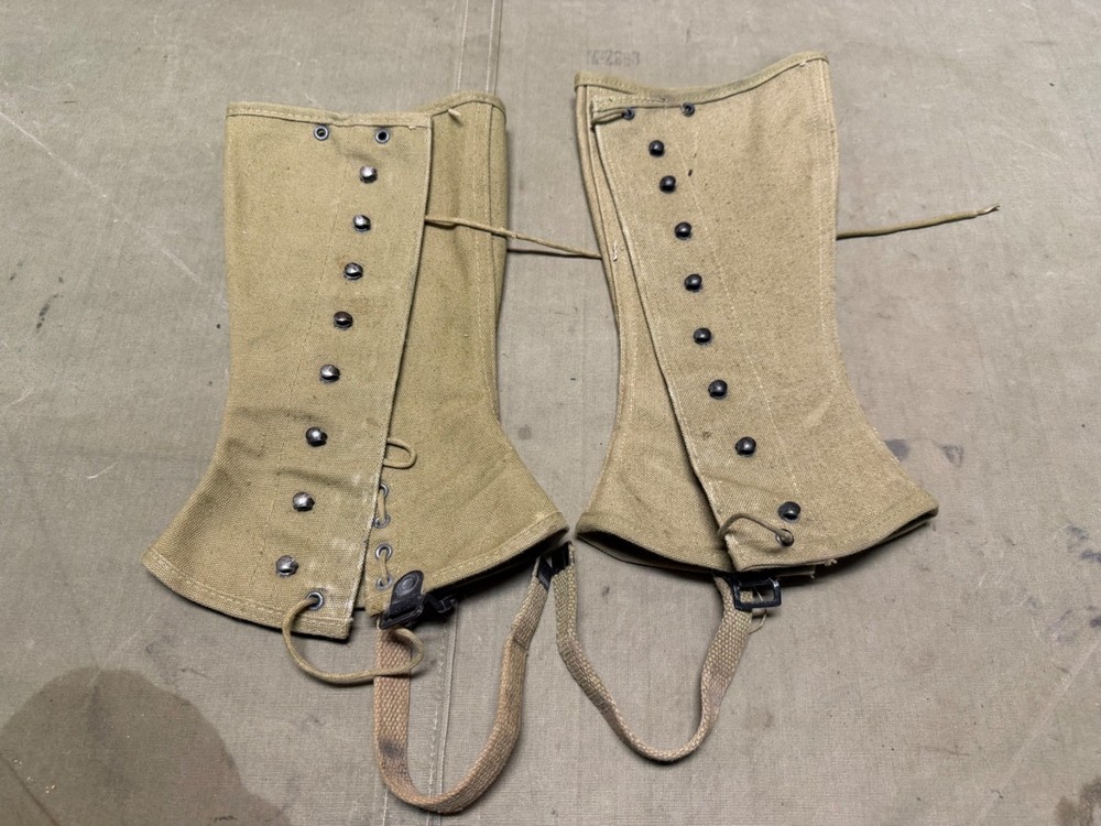 ORIGINAL WWII US ARMY M1938 COMBAT FIELD LEGGINGS W/ LACES- SIZE 3R