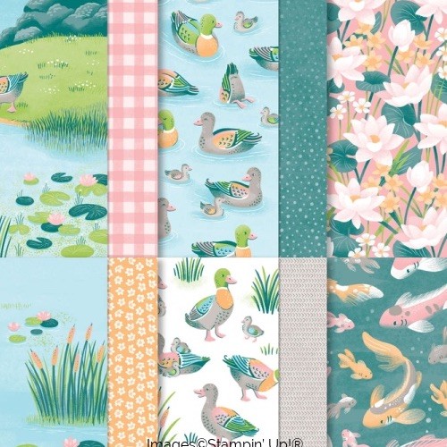 Stampin Up! Lily Pond Lane DSPaper, 6x6, New! 48 Sheets
