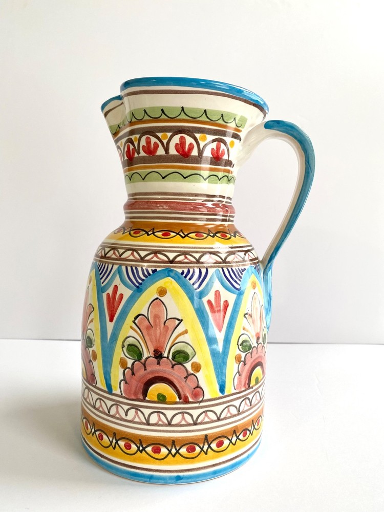 Ceramical Spain Unique Light Blue Design Drinking Pouring Pitcher Spanish Nice