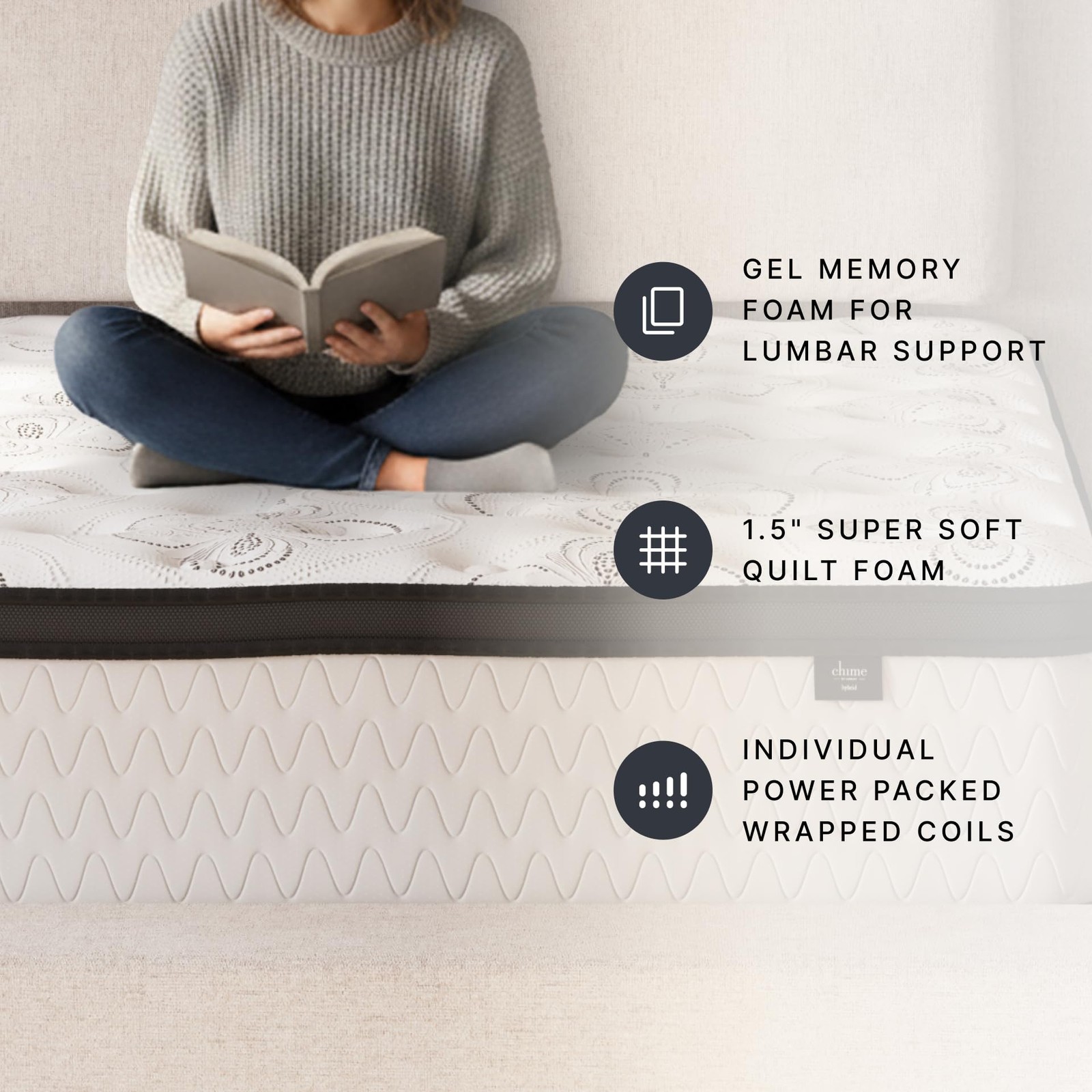 Signature Design by Ashley Chime Hybrid Full 12 Mattress with Gel Memory Foam,