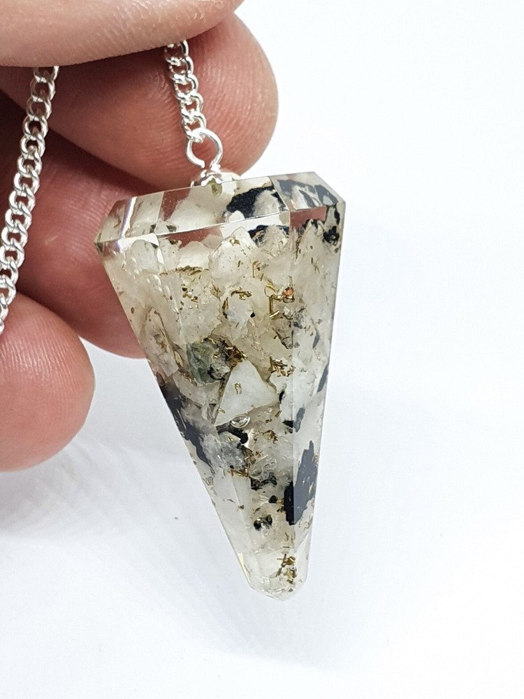 Pendulum Rainbow Moonstone Orgone Dowser Faceted Orgonite Crystal Dowsing