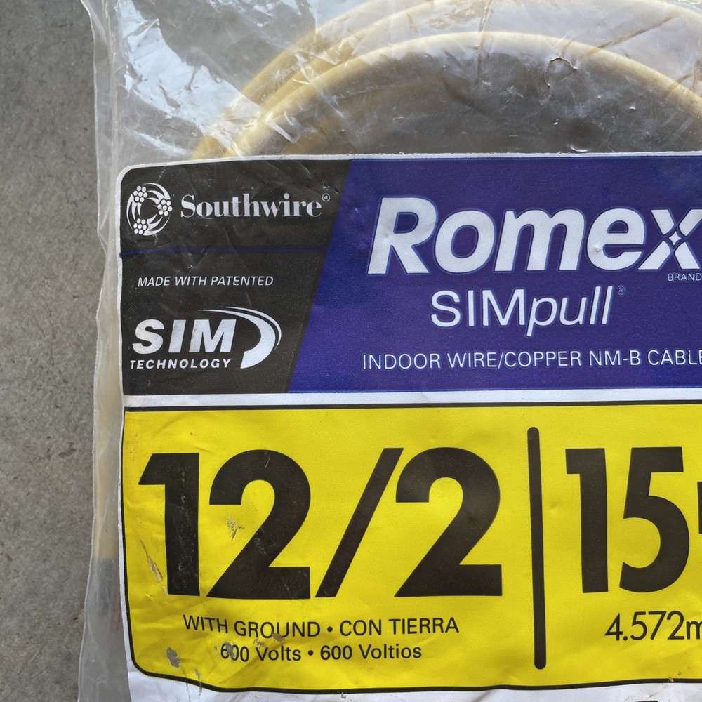 Southwire 15 ft. 12/2 Solid Romex SIMpull CU NM-B W/G Wire