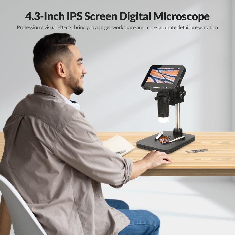 4.3" Coin Microscope 1000x Handheld LCD Digital with Screen Black