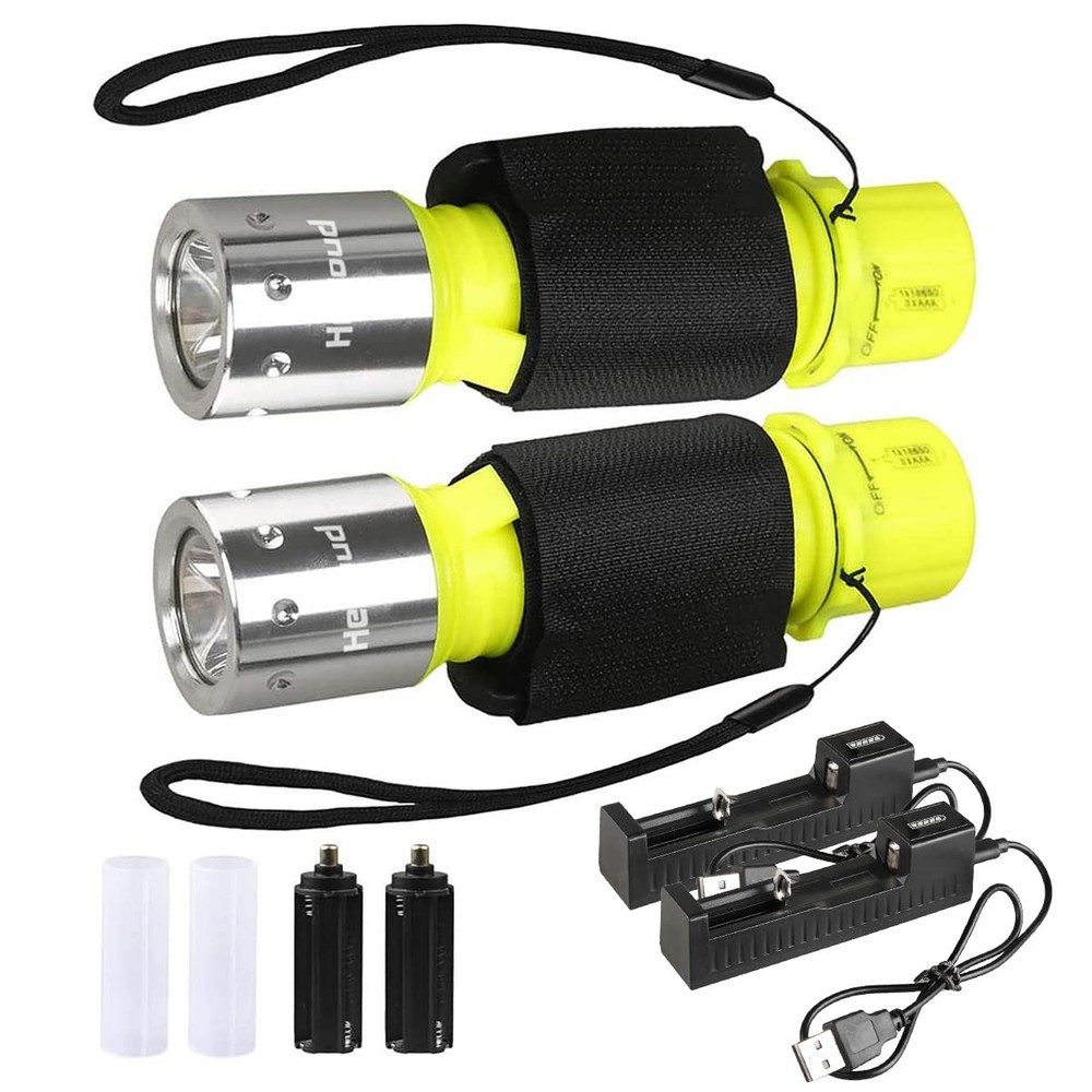 HECLOUD Diving Flashlight with Rechargeable Power Scuba Dive Light Silver