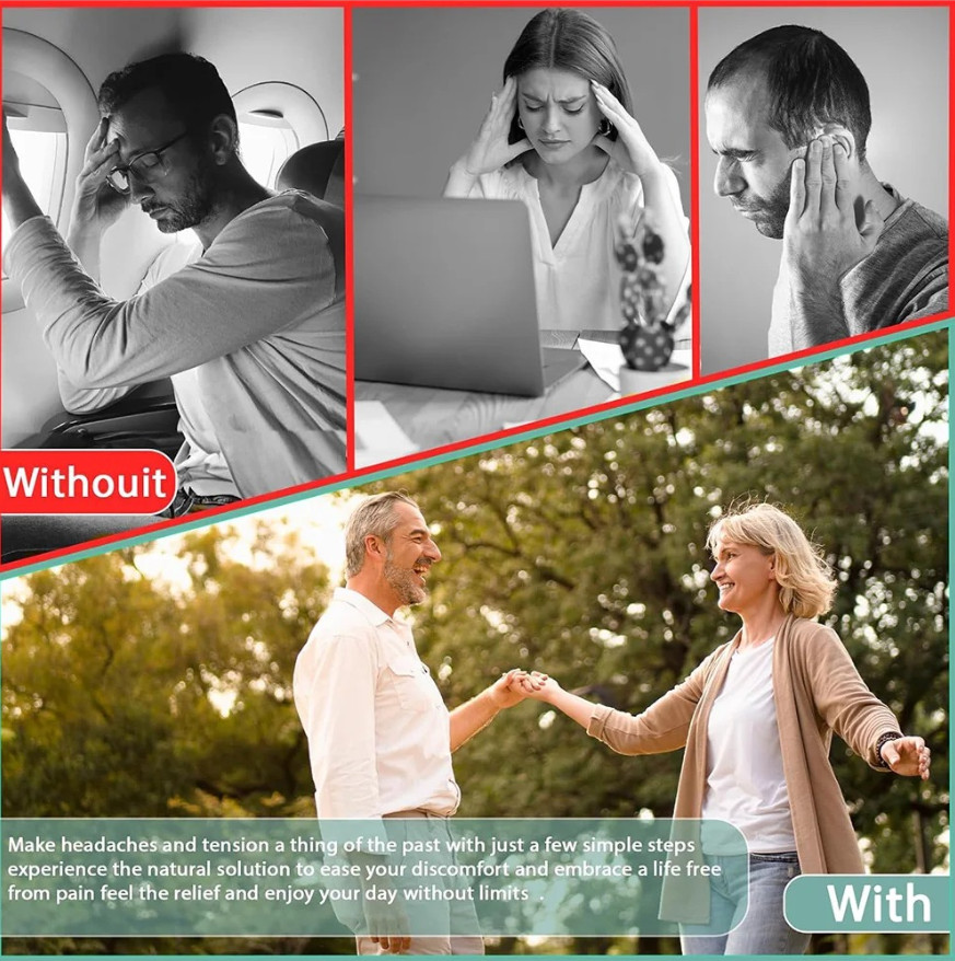 1set Portable Silver Ear Pressure Relief Tool with 3 Sizes Earplugs - NEW