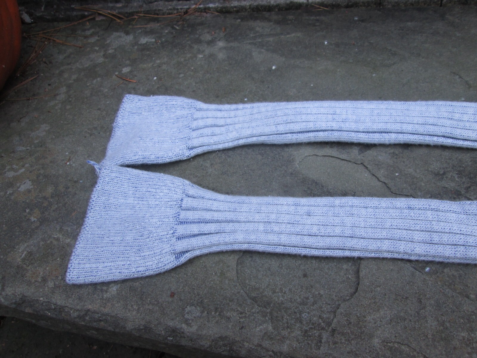 REENACTOR COLONIAL REV WAR 18TH C STOCKINGS VERTICAL RIBBED STRIPED BLUE COTTON
