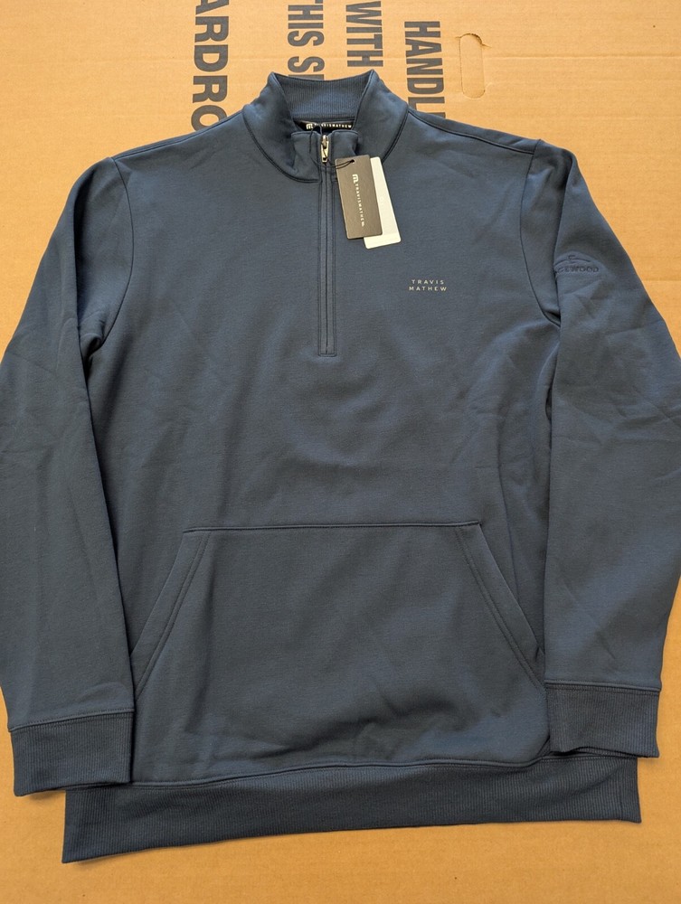 NWT MEN'S TRAVIS MATHEW HOTEL HOPPER PULLOVER, SIZE: M, COLOR: TOTAL ECLIPSE-M23